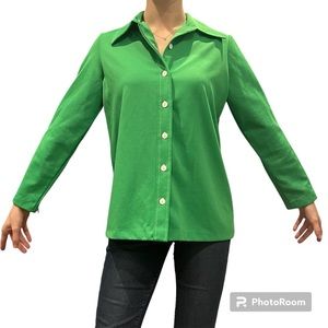 Vintage 70s Lady Blair Green Button Down Top